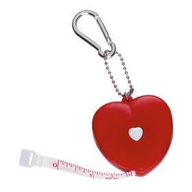 Pocket Tape Measure in Inches and Centimeters and Key Tag In Heart Design