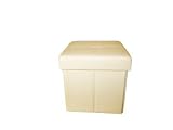 from Aspect Faux Leather Storage Cube Pouffe Cream