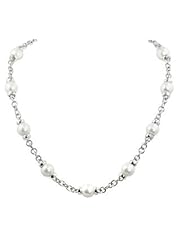 Sterling Silver 10-11mm freshwater cultured pearl station necklace, 17"