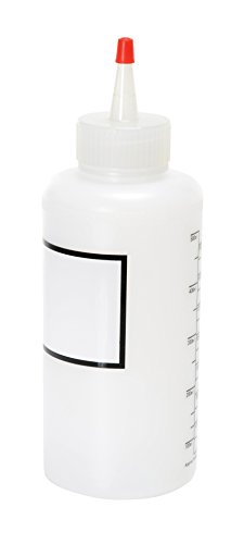 Vestil BTL-RC-16-LBL Low Density Polyethylene (LDPE) Round Graduated Dispensing Bottle with Label and Red Cap, 16 oz Capacity, Translucent