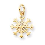 10k Solid Polished Snowflake Charm