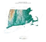 Massachusetts, Connecticut, and Rhode Island Topographic Wall Map by Raven Maps, Print on Paper (Non-Laminated)