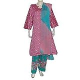 Salwar Kurti Printed Embroidered Cotton Womens Dress India