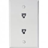 Dual 4-Conductor Flush Wall Plate - White