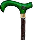 Genuine Blackthorn Wood Shamrock Derby Walking Cane w/ Green Beechwood Handle