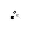Sterling Silver Stud Earrings with Black CZ- Square Invisible Stamping- 5 mm