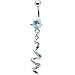 Aqua Gem Paved Swirl Dangle Belly Ring