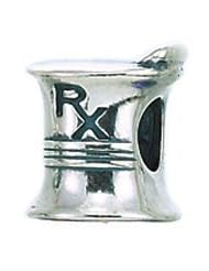 Sterling Silver Rx Mortar & Pestle Zable Bead Charm BZ2045