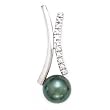 14k White Gold, Diamond & Tahitian Black Pearl Pendant (0.17ctw)