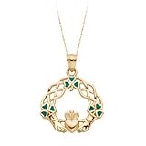 Celtic Knot and Claddagh Pendant in 14K Yellow Gold
