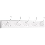 Liberty 129850 27-Inch Hook Rail/Coat Rack with 5 Flared Top Hooks, White and White