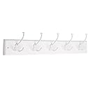 Liberty 129850 27-Inch Hook Rail/Coat Rack with 5 Flared Top Hooks, White and White