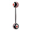 Stainless Steel with UV Barbell Black/Red Double Colored Swirl Sold as a Pair