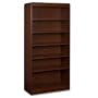 6-Shelf Radiused Hardwood Veneer Bookcase in Mahogany - LLR60079