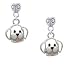 Small Outline Dog Face Mini Heart Charm Earrings