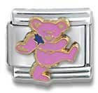 Pink Dancing Bear Grateful Dead Italian Charm Bracelet Link