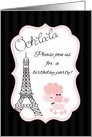 Paris Pink Poodle Eiffel Tower Birthday Party Invitation Card