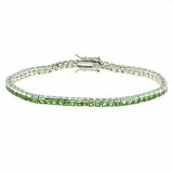 .925 Sterling Silver Emerald Tennis Bracelet
