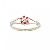 Childs Sterling Silver Ring Enamel Crystal Flower