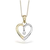 14K Two-Tone Gold Shimmering Diamond Heart Pendant