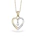 14K Two-Tone Gold Shimmering Diamond Heart Pendant