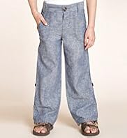Linen Blend Roll Up Hem Wide Leg Trousers