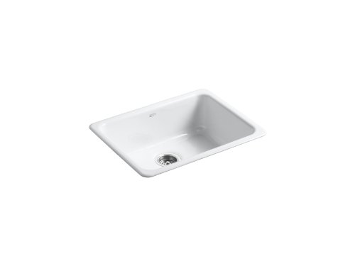 KOHLER K-6585-0 Iron/Tones Self-Rimming Undercounter Kitchen Sink, White