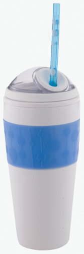 Copco 16-Ounce Cold Beverage Travel Cup with Straw, Blue Dot