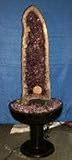 Aqua Amethyst Geode Fountain With Light And Crystal Sphere.