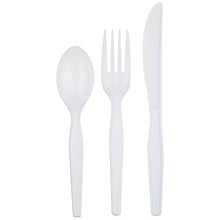 Dixie CM26C7 Medium Weight Polystyrene Fork, Knife, and Teaspoon Cutlery Kit, White (Pack of 250)