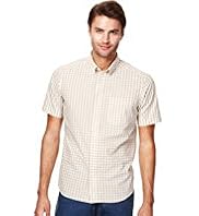 Button-Down Collar Easycare Gingham Checked Shirt