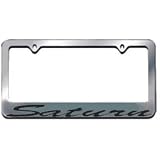 Saturn Script Chrome License Plate Frame with 2 free caps by Saturn