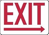 Exit Sign w/Right Directional Arrow, Adhesive Vinyl
