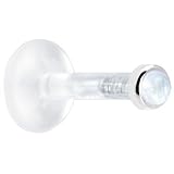 14 Gauge 1 4 Solid 14KT White Gold 2mm Genuine Rainbow Moonstone Bioplast Push in Monroe