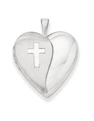 Genuine IceCarats Designer Jewelry Gift 14K 20Mm White Gold Polished Satin W/ Cross Heart Locket