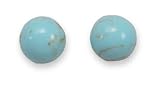 Rhodium Plated Reconstituted Turquoise 8mm Stud Earrings