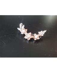 Clear and Pink Zirconia Sterling Silver Flowers Pin Brooch