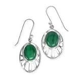 .925 Silver & Malachite Cut-Out Dangle Earrings