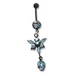 Black Bioplast Belly Ring with Blue Australian Crystals - 14g/5mm ball