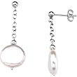 Sterling Silver Freshwater Cultured White Coin Pearl Earrings