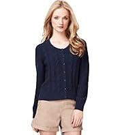 Indigo Collection Pure Cotton Cable Knit Flecked Cardigan