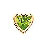 14K Gold 6mm Heart Peridot August Slide Pendant Jewelry