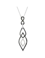 3/4 CT TW 14K White Gold 14Kw W/Black Rhodium Black And White Diamond Necklace