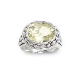 .925 Silver & Lemon Quartz Oval Ring, Sizes 6-8