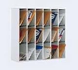 Safco 7765GR Wood Mail Sorter with Adjustable Dividers, Stackable, 18 Compartments, Gray