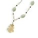 Howlite and Swarovski Crystal 24K Gold Genuine Oak Leaf Drop Necklace