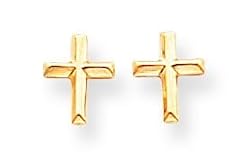 14k Polished CrossPost Earrings