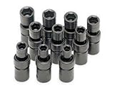 1/2 In Drive 6 Pt Swivel Metric Impact Socket Set - 10 Piece