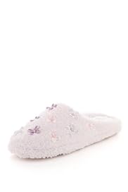 Per Una Faux Fur Ribbon Floral Mule Slippers