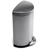 Simplehuman CW1818 Semi-Round Fingerprint-Proof Step-On 10-1/2-Gallon Waste Can, Stainless